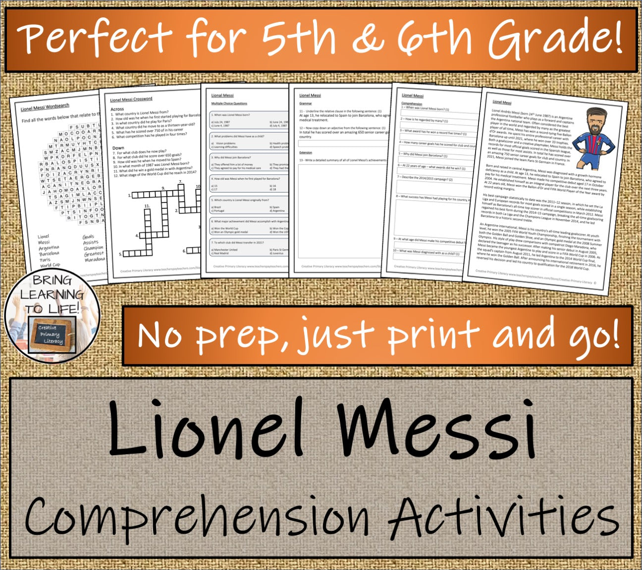 Lionel Messi Close Reading Comprehension Activities | 5th Grade & 6th Grade