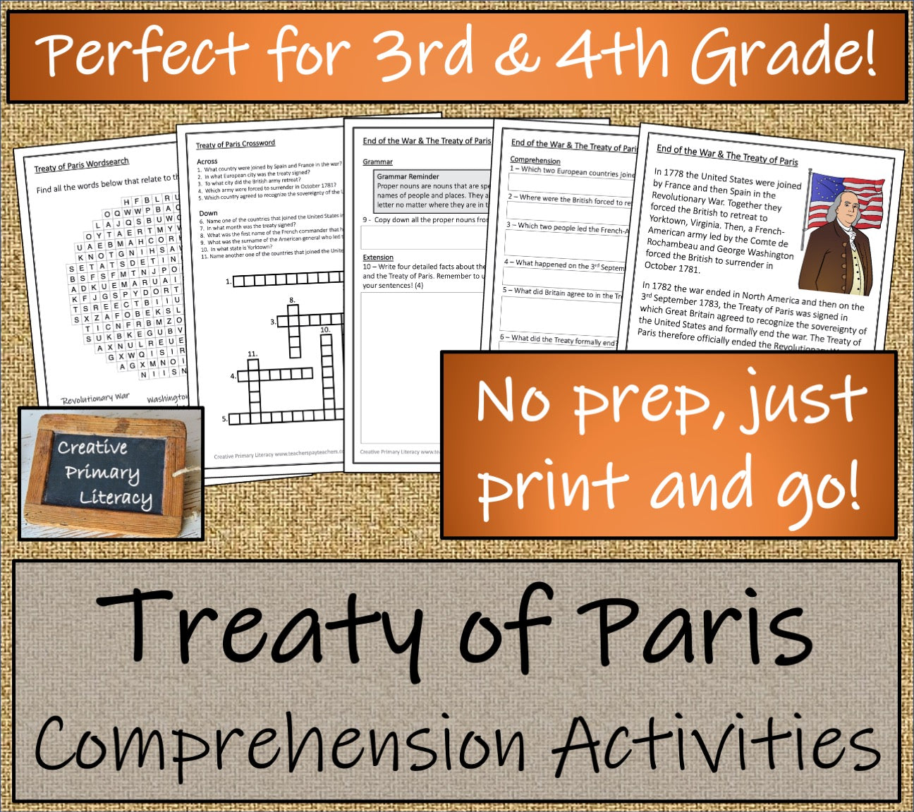Treaty of Paris Close Reading Comprehension Activity | 3rd Grade & 4th Grade