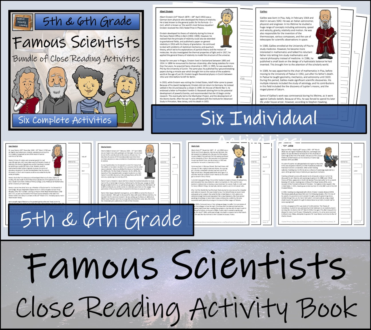 Famous Scientists Close Reading Comprehension Bundle | 5th & 6th Grade