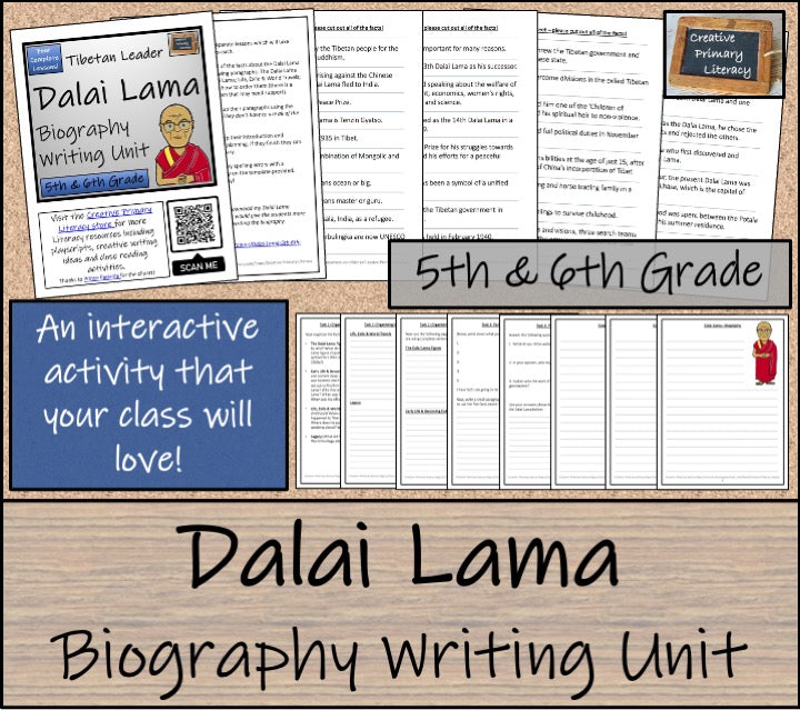 Dalai Lama Biography Writing Unit | 5th Grade & 6th Grade