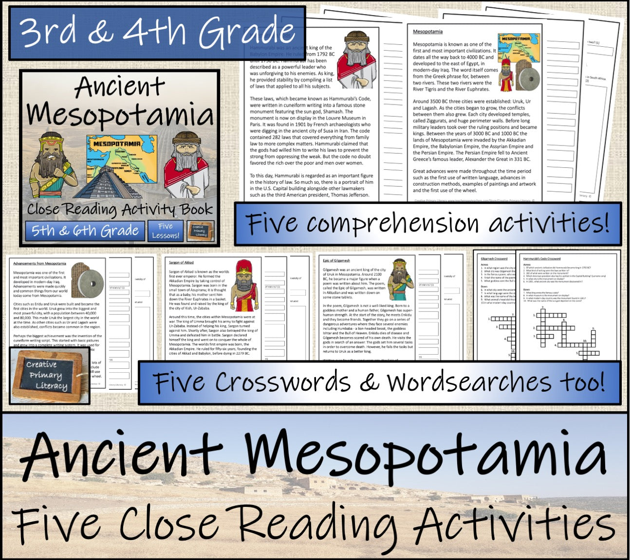 Ancient Mesopotamia Close Reading Comprehension Book | 3rd Grade & 4th Grade