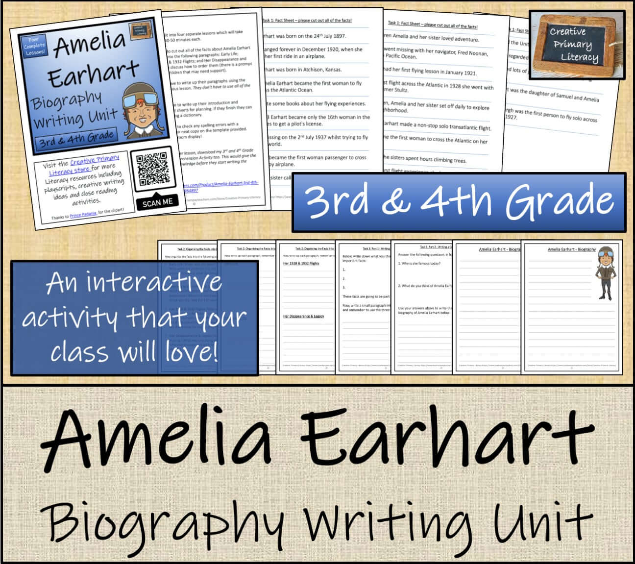 Amelia Earhart Biography Project & Writing Unit | 3rd Grade & 4th Grade