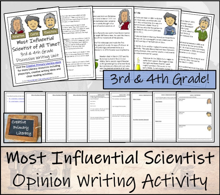 Most Influential Scientist Opinion Writing Unit | 3rd Grade & 4th Grade