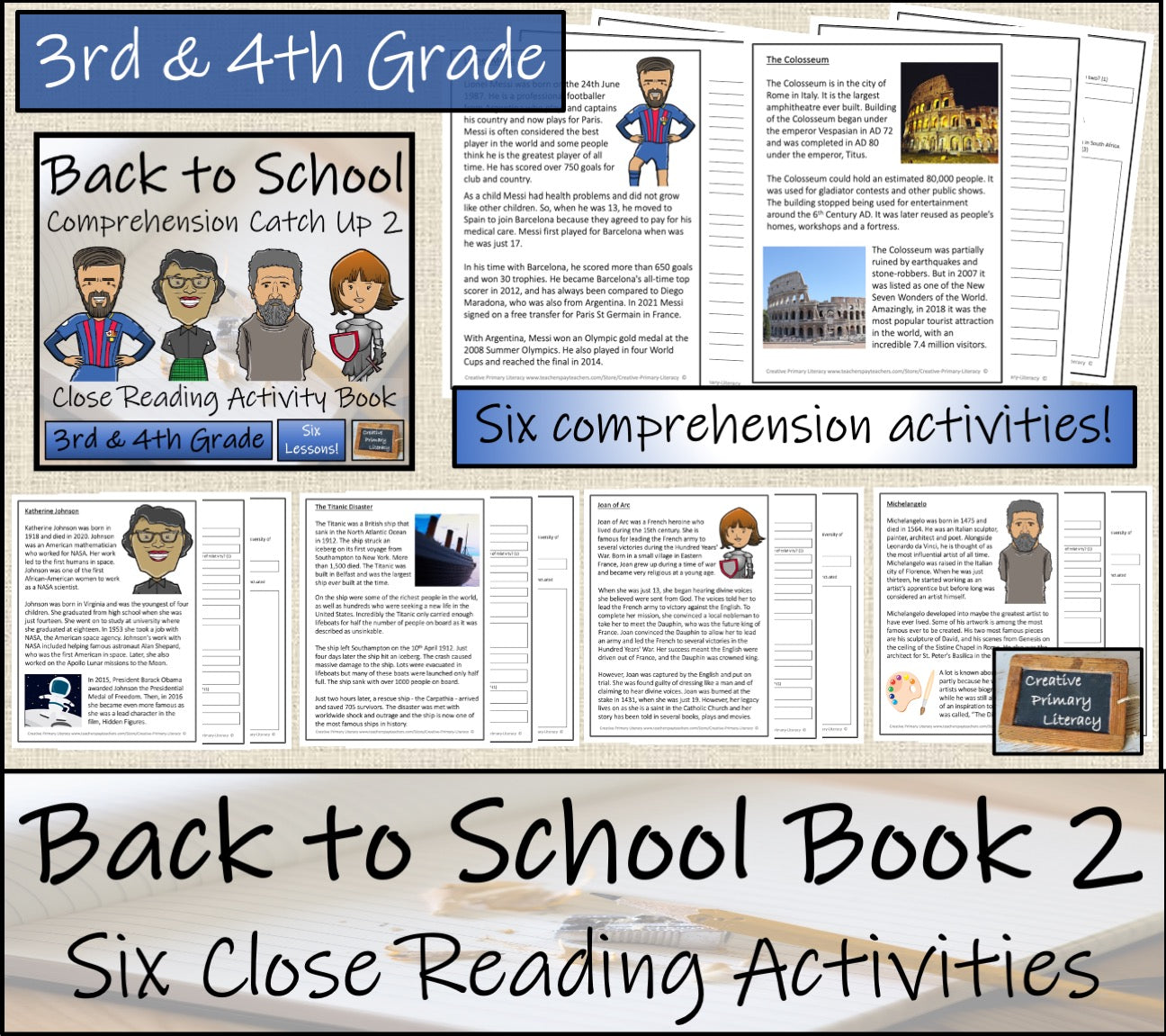 Back to School 2 Comprehension Catch Up Close Reading Book | 3rd & 4th Grade