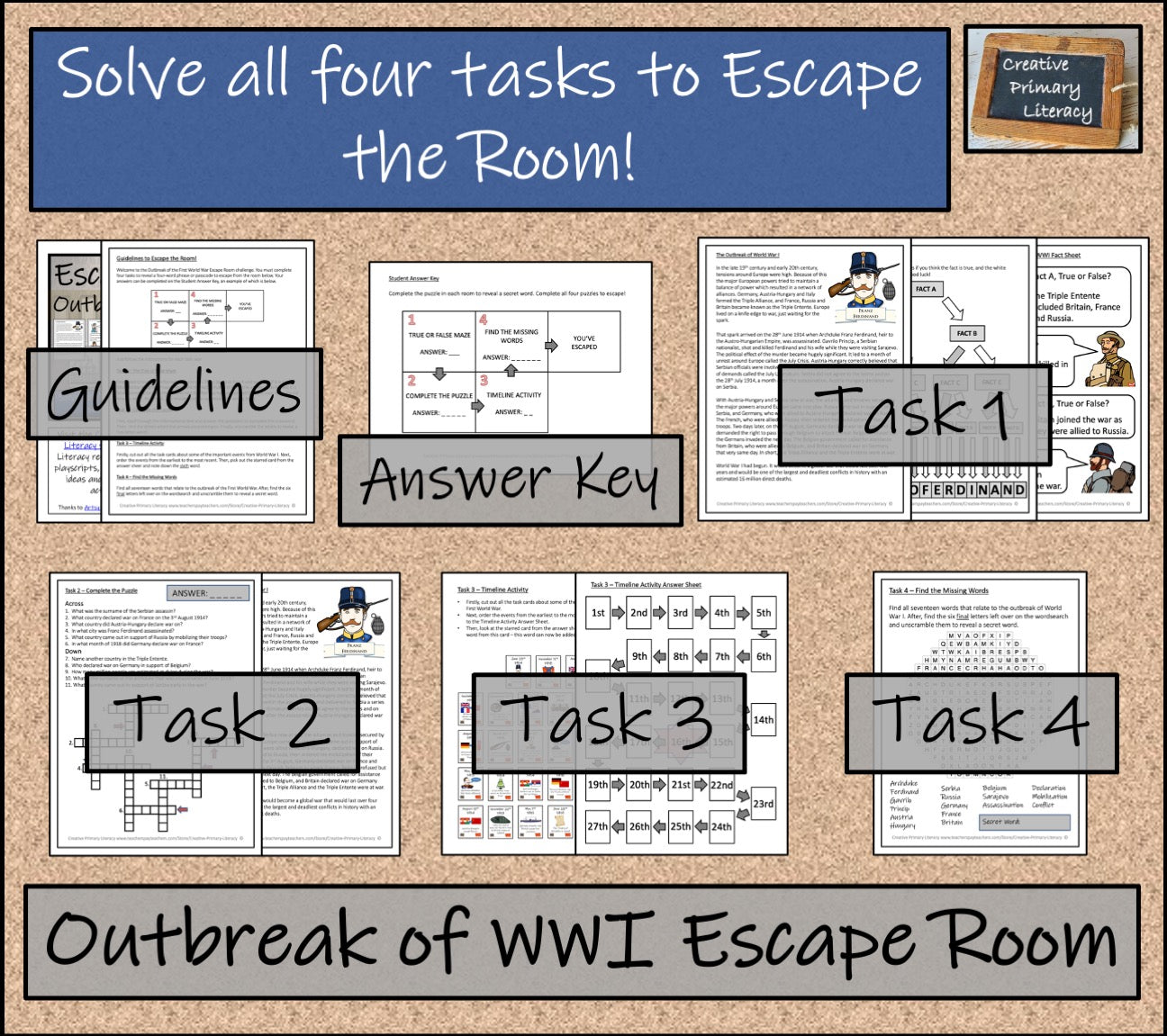 Outbreak of the First World War Escape Room Activity