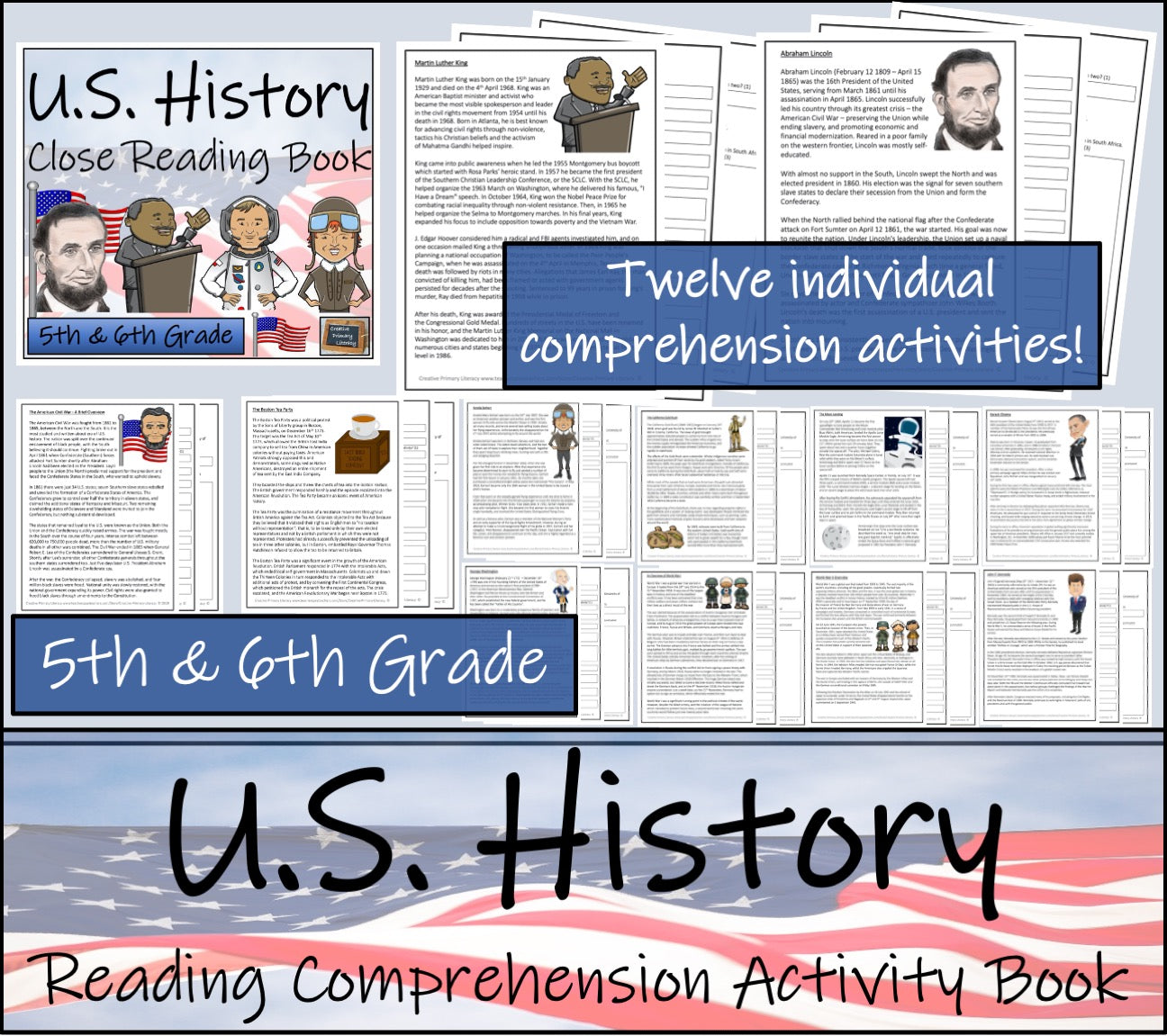 U.S. History Close Reading Comprehension Activity Book | 5th Grade & 6th Grade