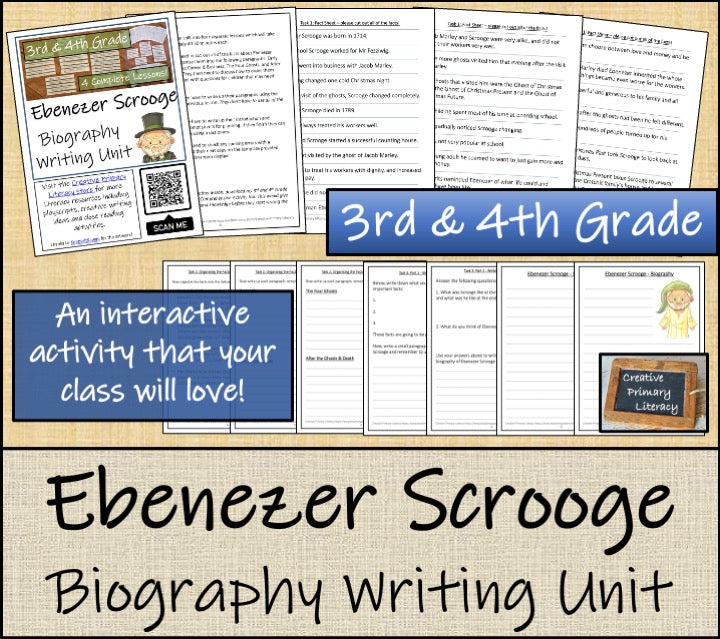 Ebenezer Scrooge Biography Writing Unit | 3rd Grade & 4th Grade