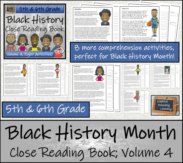 Black History Volume 4 Close Reading Comprehension Book | 5th Grade & 6th Grade