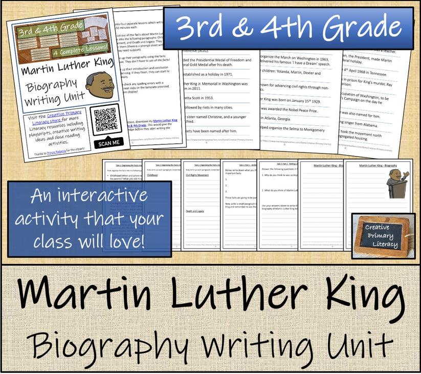 Martin Luther King Biography Project & Writing Unit | 3rd Grade & 4th ...