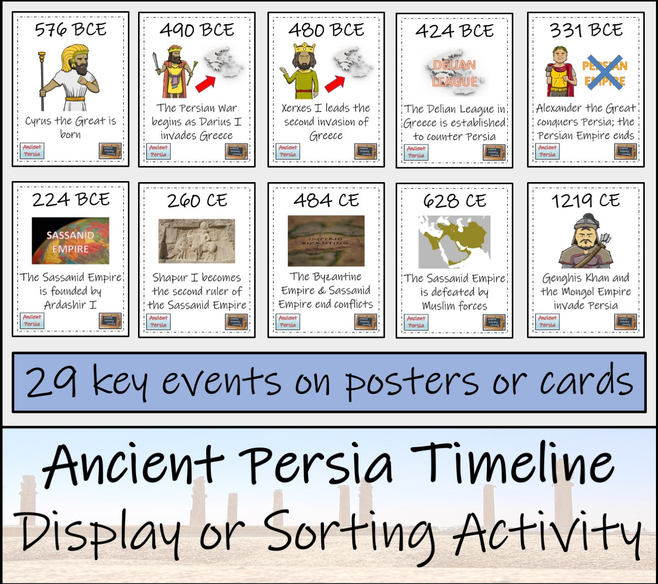 Ancient Persia Timeline Display Research and Sorting Activity