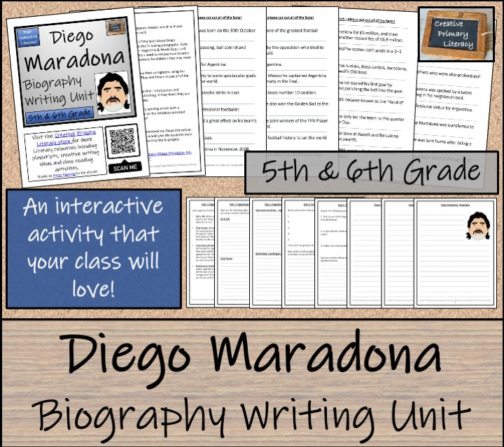 Diego Maradona Biography Writing Unit | 5th Grade & 6th Grade