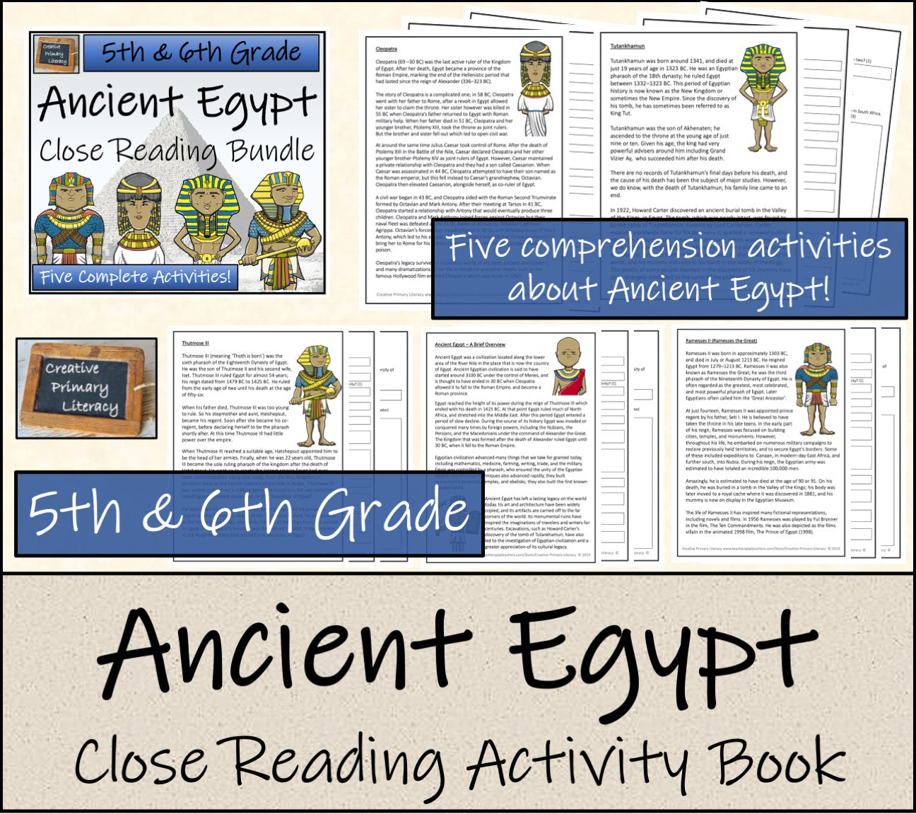 Ancient Egypt Close Reading Comprehension Activity Book | 5th & 6th Grade