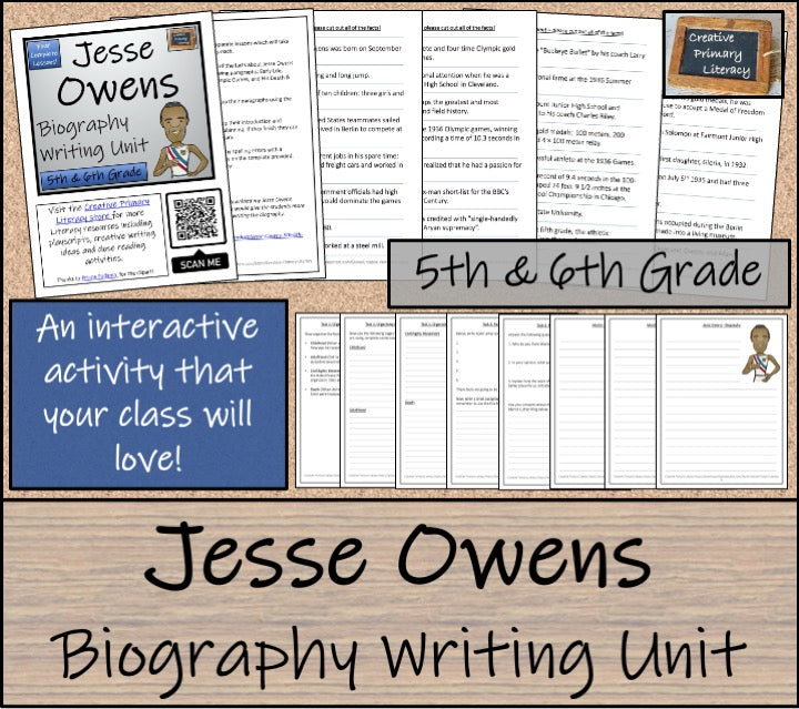 Jesse Owens Biography Project & Writing Unit | 5th Grade & 6th Grade