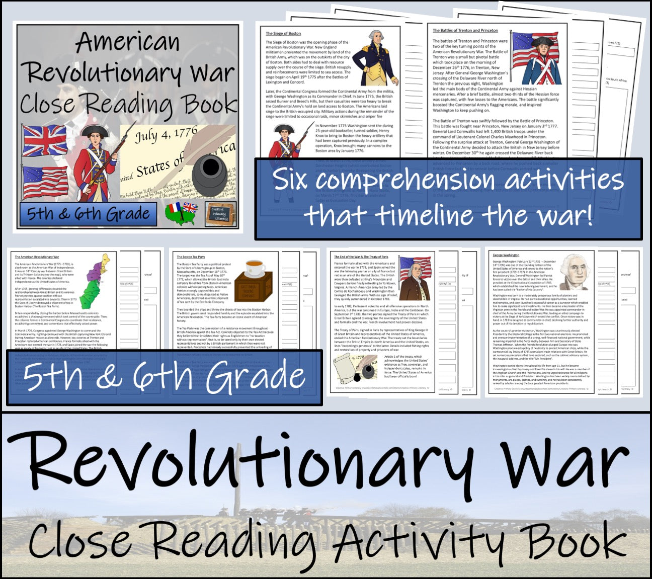 American Revolutionary War Close Reading Comprehension Book | 5th & 6th Grade