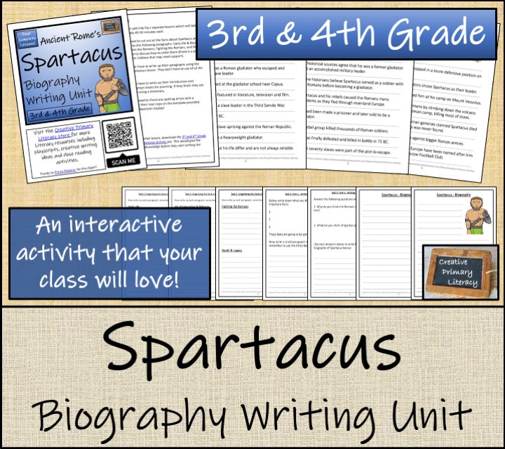 Spartacus Biography Writing Unit | 3rd Grade & 4th Grade