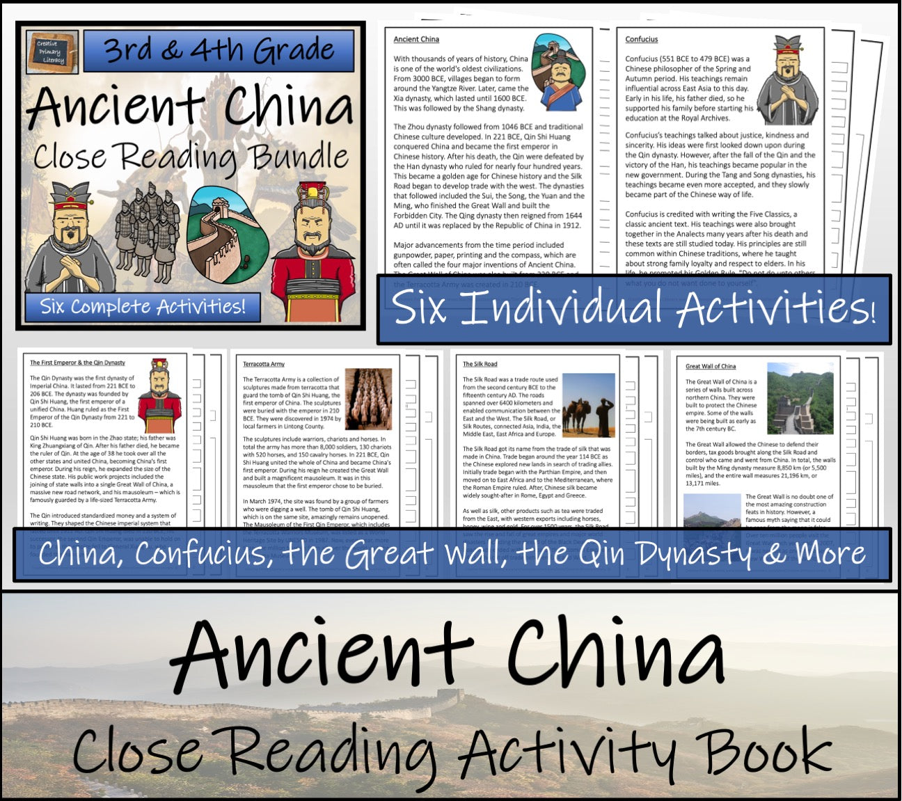 Ancient China Close Reading Comprehension Book | 3rd Grade & 4th Grade