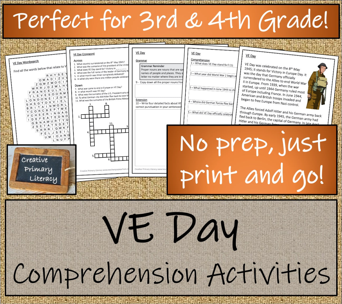VE Day Close Reading Comprehension Activity | 3rd Grade & 4th Grade
