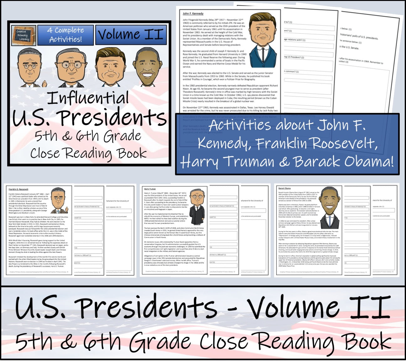 American Presidents Volume 2 Close Reading Comprehension Book | 5th & 6th Grade