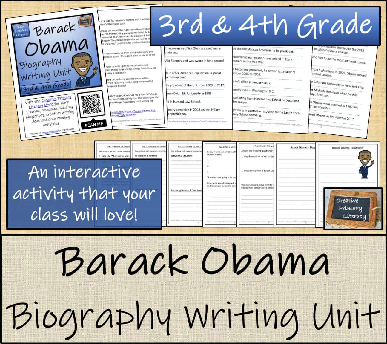 Barack Obama Biography Project & Writing Unit | 3rd Grade & 4th Grade