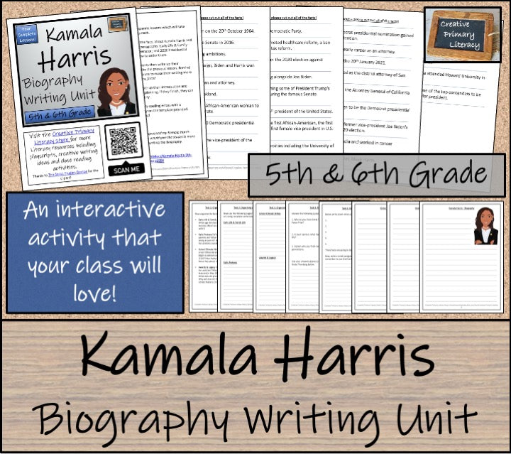 Kamala Harris Biography Project & Writing Unit | 5th Grade & 6th Grade