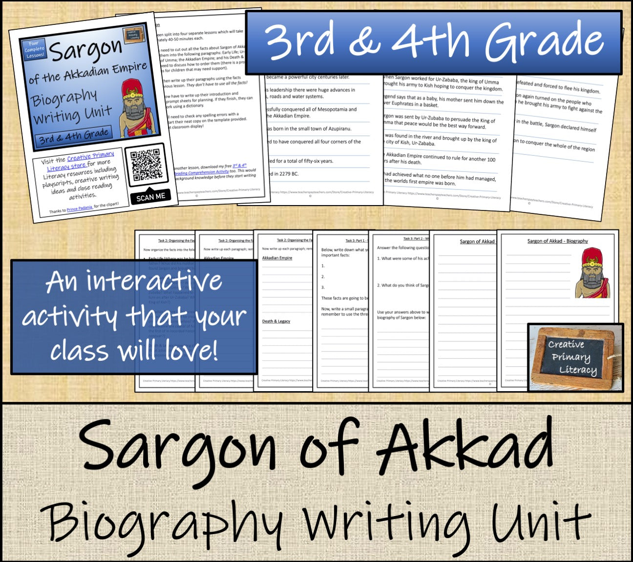 Sargon of Akkad Biography Writing Unit | 3rd Grade & 4th Grade