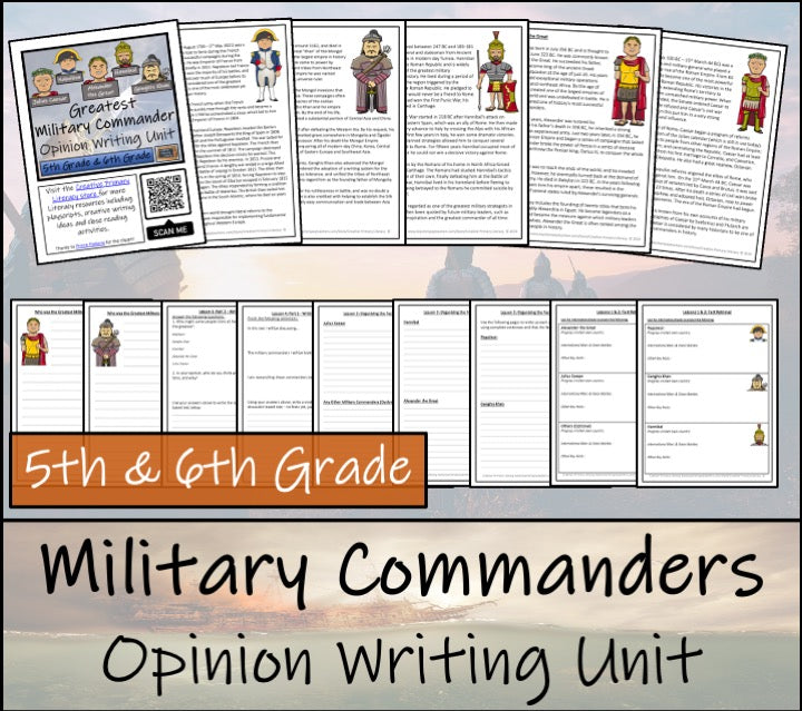 Greatest Military Commander Opinion Writing Unit | 5th Grade & 6th Grade