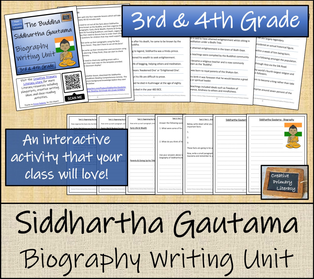 Siddhartha Gautama Biography Writing Unit | 3rd Grade & 4th Grade