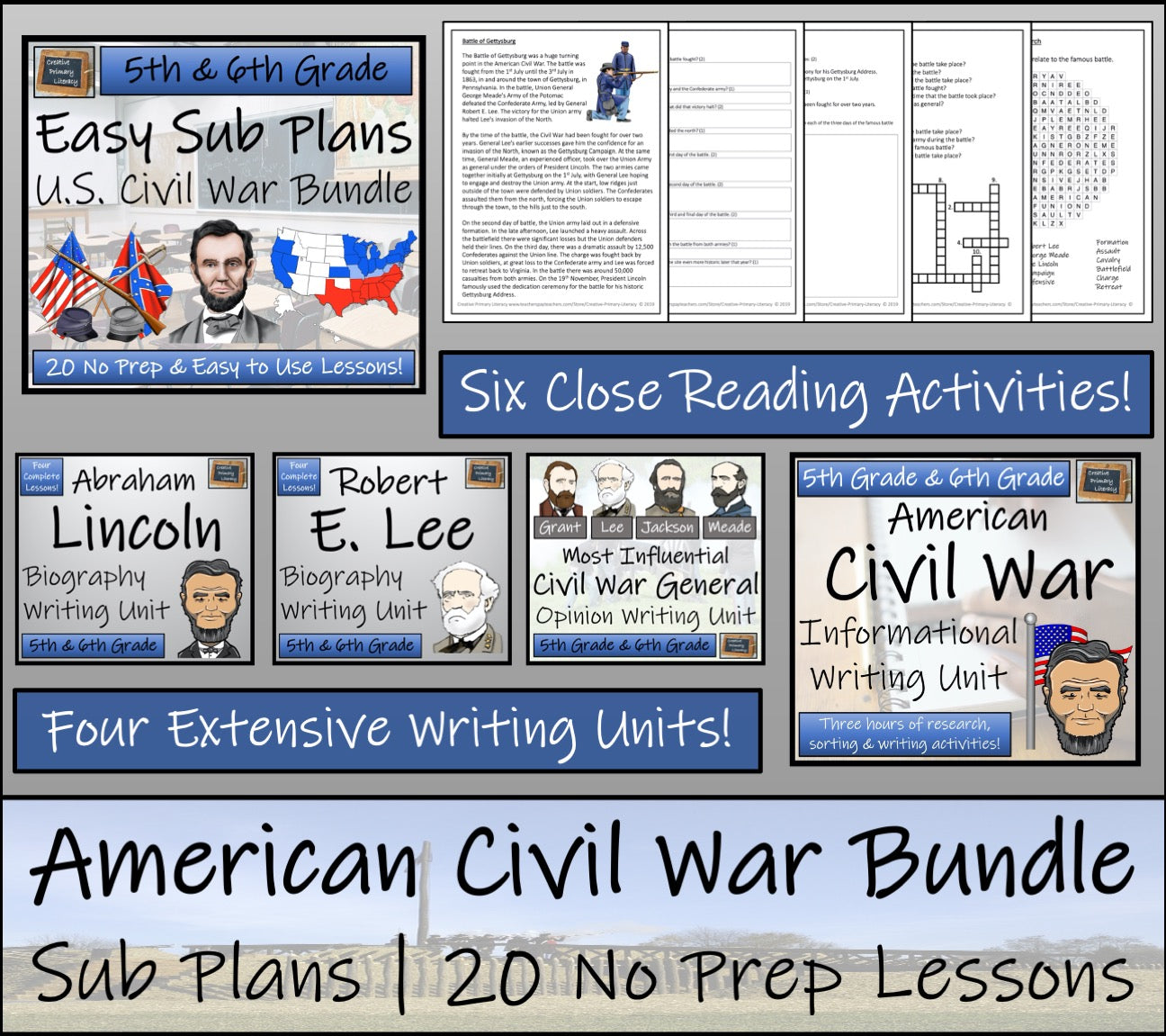 Emergency Sub Plans | American Civil War Bundle | 5th Grade & 6th Grade