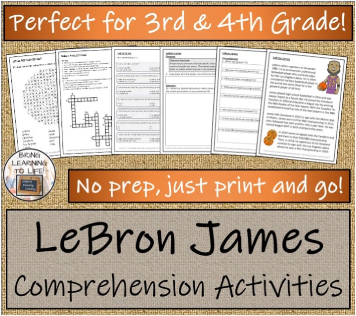LeBron James Close Reading & Biography Bundle | 3rd Grade & 4th Grade