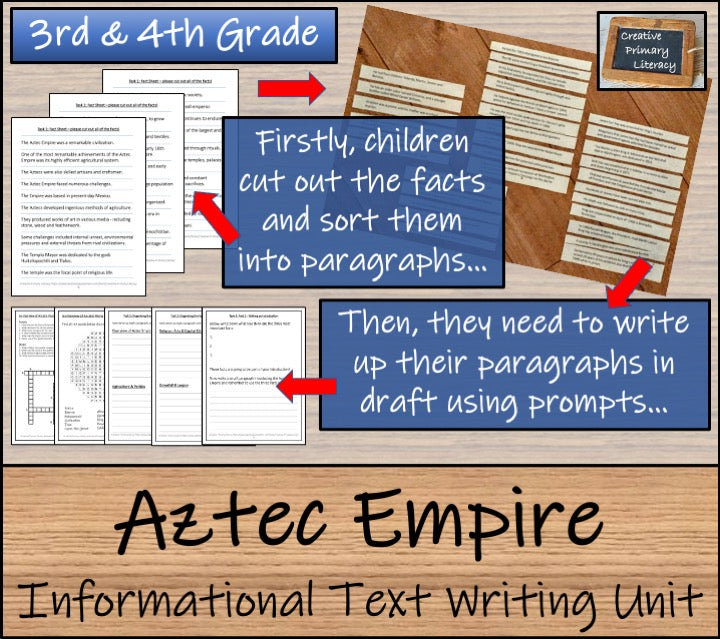 Aztec Empire Informational Writing Unit | 3rd Grade & 4th Grade