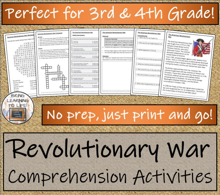 American Revolutionary War Close Reading Comprehension | 3rd Grade & 4th Grade