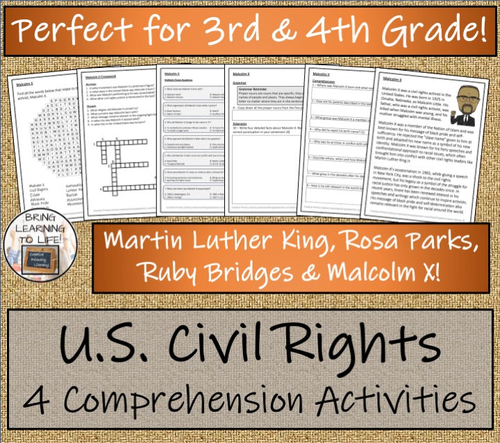 Civil Rights Movement Close Reading Comprehension Bundle | 3rd Grade & 4th Grade