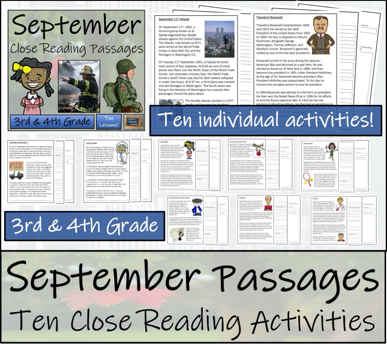 Fall Close Reading Comprehension Book Bundle | 3rd Grade & 4th Grade