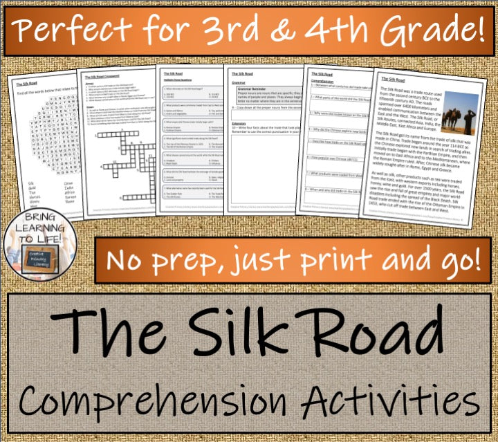 The Silk Road Close Reading Comprehension Activities | 3rd Grade & 4th Grade