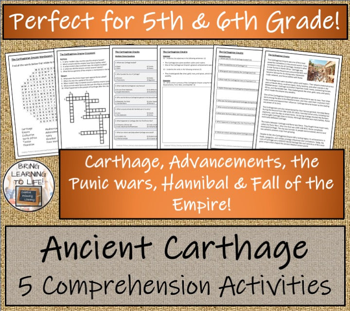 Carthaginian Empire Close Reading Comprehension Bundle | 5th Grade & 6th Grade