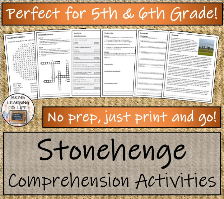 Stonehenge Close Reading Comprehension Activities | 5th Grade & 6th Grade