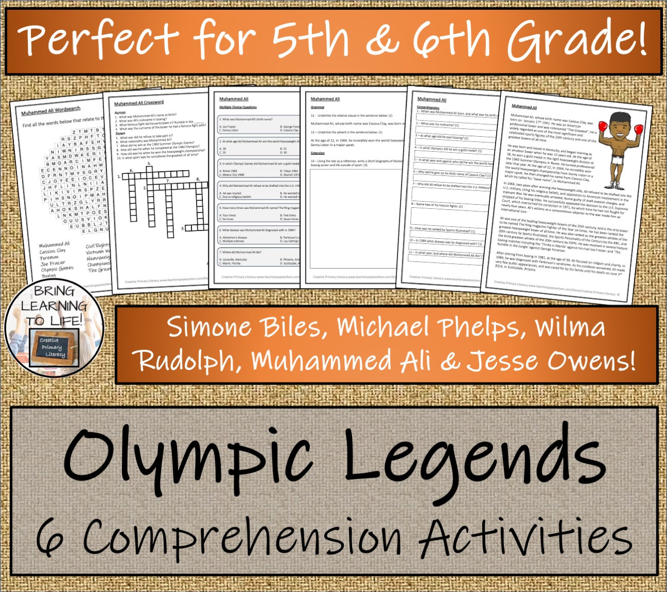 Olympic Legends Close Reading Comprehension Bundle | 5th Grade & 6th Grade