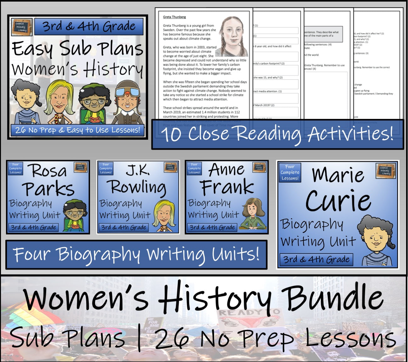 Emergency Sub Plans | Womens History Bundle | 3rd Grade & 4th Grade