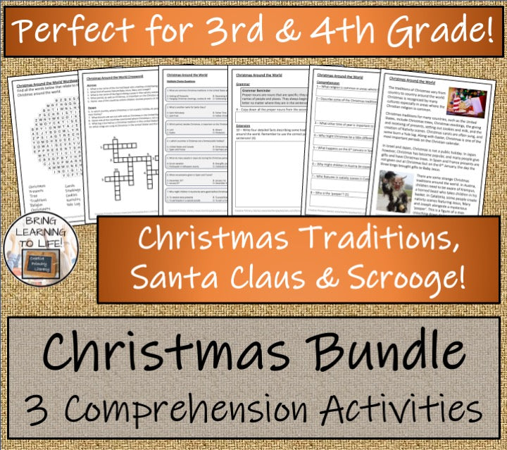 A Christmas Close Reading Comprehension Bundle | 3rd Grade & 4th Grade