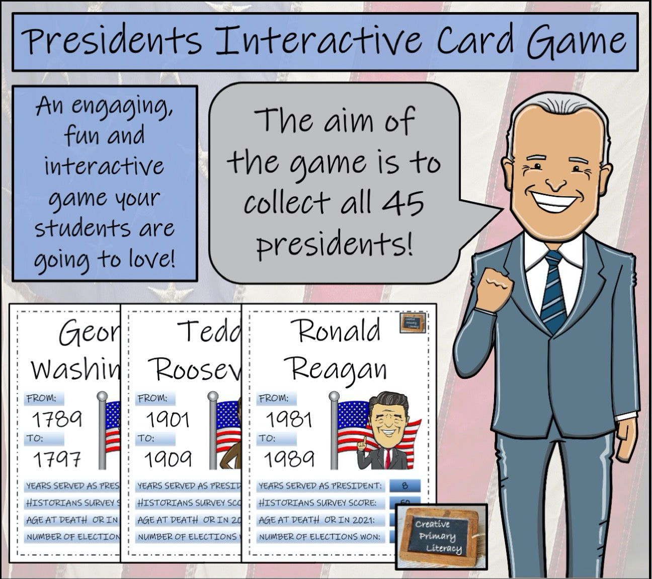 American Presidents Trading Cards Game & Timeline Activity