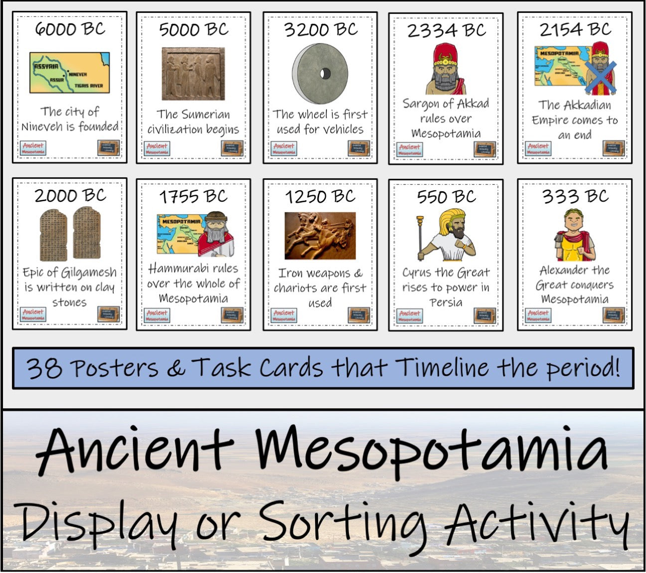 Mesopotamia Display Timeline Close Reading & Writing Bundle | 3rd & 4th Grade