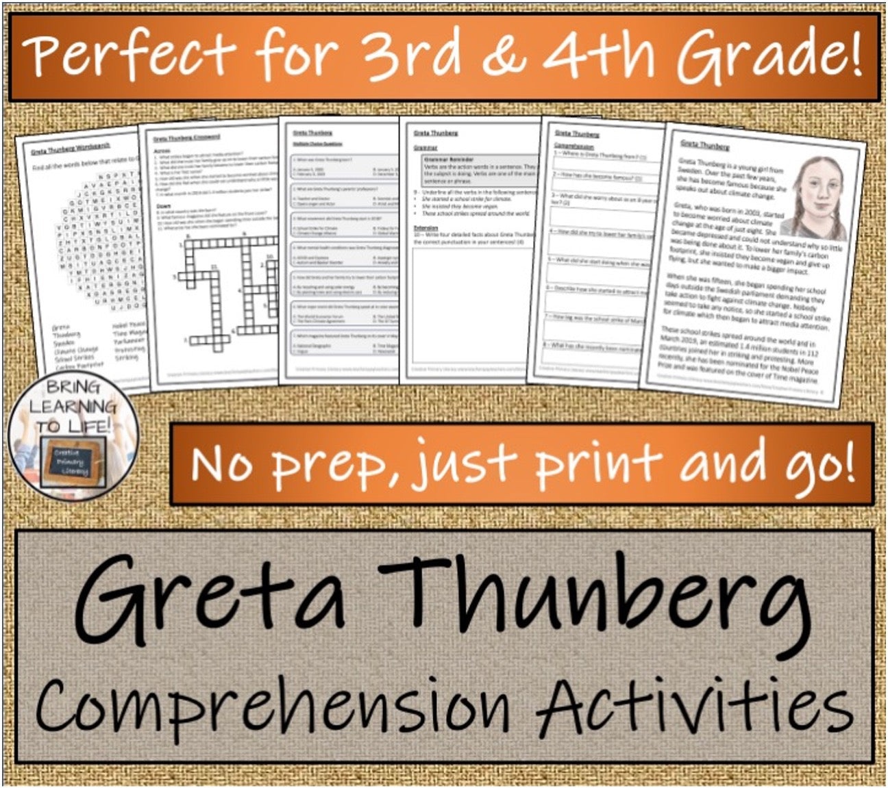 Greta Thunberg Close Reading & Biography Bundle | 3rd Grade & 4th Grade