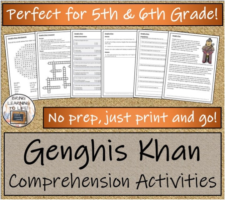 Genghis Khan Close Reading & Biography Bundle | 5th Grade & 6th Grade