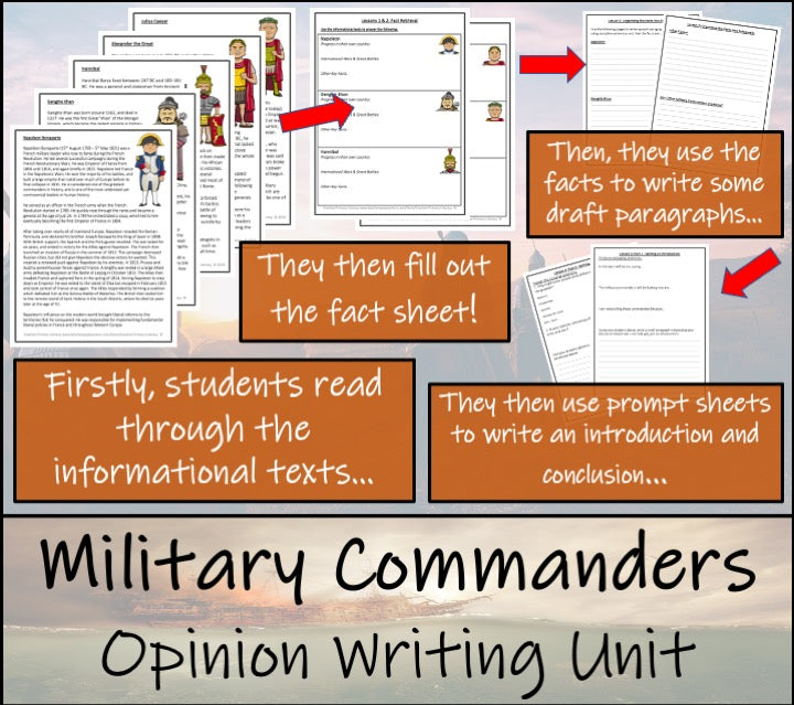 Greatest Military Commander Opinion Writing Unit | 5th Grade & 6th Grade