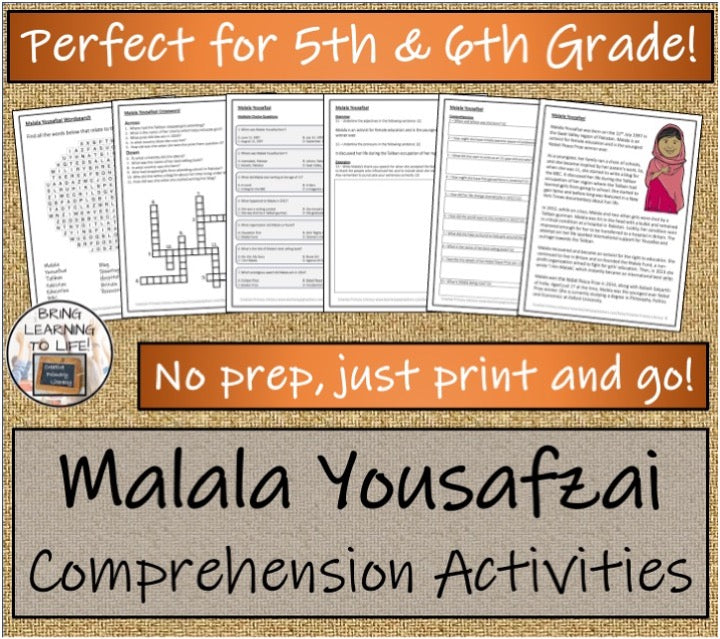 Malala Yousafzai Close Reading & Biography Bundle | 5th Grade & 6th Grade