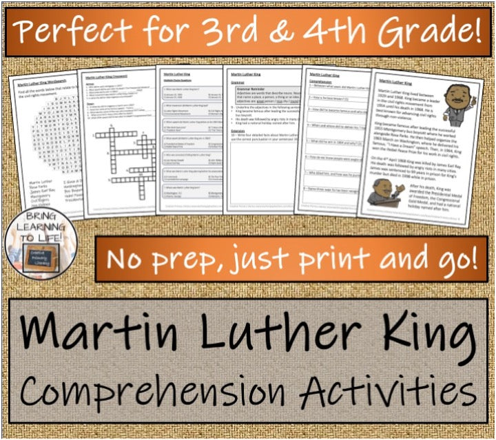 Martin Luther King Close Reading & Biography Bundle | 3rd Grade & 4th Grade