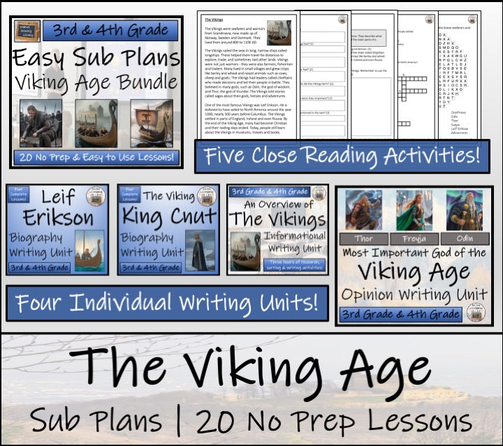 Emergency Sub Plans | Viking Age Bundle | 3rd Grade & 4th Grade