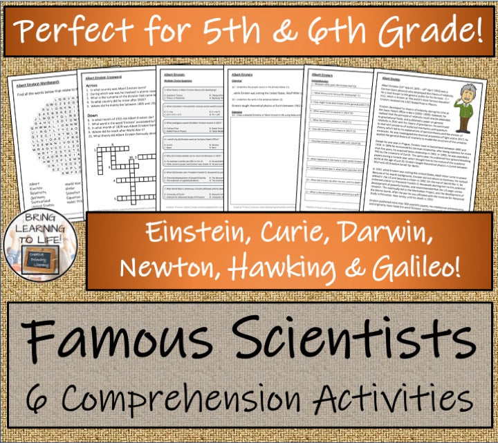 Famous Scientists Close Reading Comprehension Bundle | 5th & 6th Grade