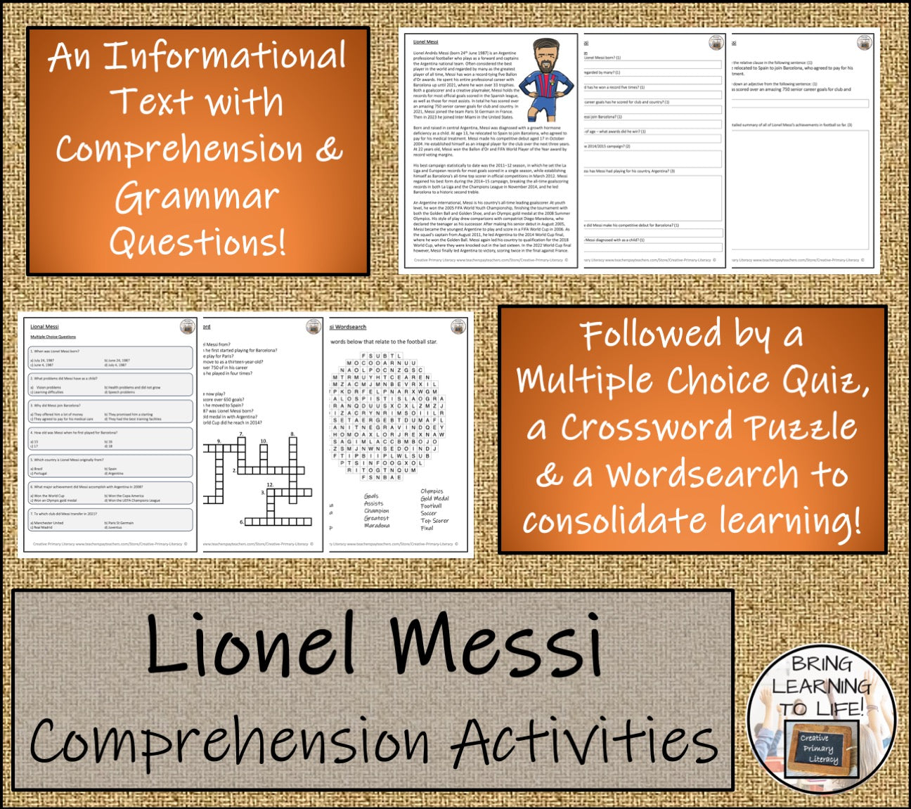 Lionel Messi Close Reading Comprehension Activities | 5th Grade & 6th Grade