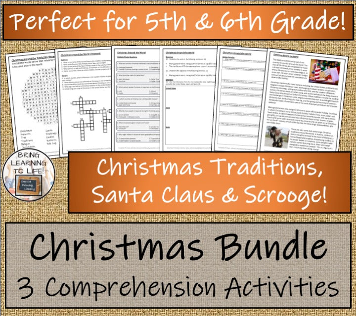 A Christmas Close Reading Comprehension Bundle | 5th Grade & 6th Grade